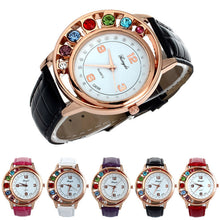 Brand Watches Elegant 7 Colors Diamond Woman Dress PU Leather Strap Bracelet Quartz Watch Womens Wrist Watch lady watches J4U66
