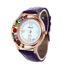 Brand Watches Elegant 7 Colors Diamond Woman Dress PU Leather Strap Bracelet Quartz Watch Womens Wrist Watch lady watches J4U66