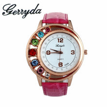 Brand Watches Elegant 7 Colors Diamond Woman Dress PU Leather Strap Bracelet Quartz Watch Womens Wrist Watch lady watches J4U66