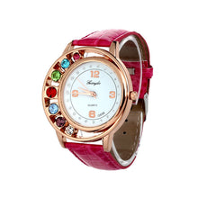 Brand Watches Elegant 7 Colors Diamond Woman Dress PU Leather Strap Bracelet Quartz Watch Womens Wrist Watch lady watches J4U66