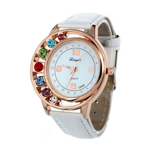 Brand Watches Elegant 7 Colors Diamond Woman Dress PU Leather Strap Bracelet Quartz Watch Womens Wrist Watch lady watches J4U66