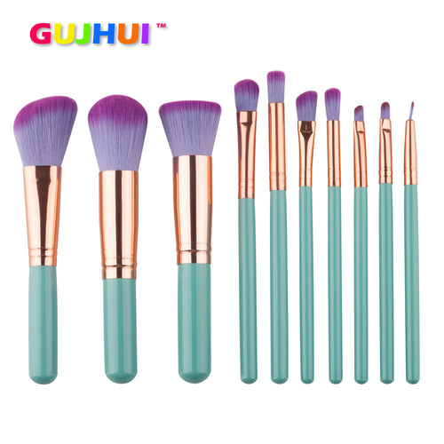 10pc Make Up Foundation Eyebrow Eyeliner Blush Cosmetic Concealer Brushes Professional Powder Brush Makeup Kit Set J4U66