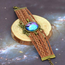 Galaxy bracelet Nebula Space Star Glass Cabochons Vintage Bronze Tone Leather Bracelet Friendship Best Gift J4U66