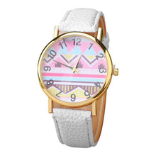 Geometry Pattern Leather Band Watch Men Women Wrist Watches J4U66