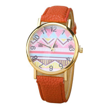 Geometry Pattern Leather Band Watch Men Women Wrist Watches J4U66