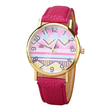 Geometry Pattern Leather Band Watch Men Women Wrist Watches J4U66