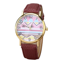 Geometry Pattern Leather Band Watch Men Women Wrist Watches J4U66
