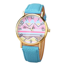 Geometry Pattern Leather Band Watch Men Women Wrist Watches J4U66