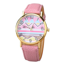 Geometry Pattern Leather Band Watch Men Women Wrist Watches J4U66