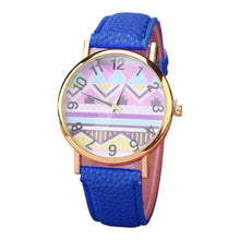Geometry Pattern Leather Band Watch Men Women Wrist Watches J4U66