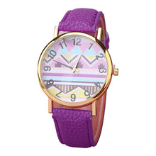 Geometry Pattern Leather Band Watch Men Women Wrist Watches J4U66