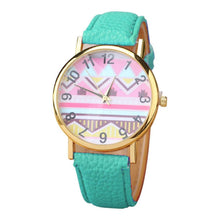 Geometry Pattern Leather Band Watch Men Women Wrist Watches J4U66