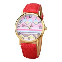 Geometry Pattern Leather Band Watch Men Women Wrist Watches J4U66