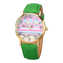 Geometry Pattern Leather Band Watch Men Women Wrist Watches J4U66