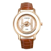 Brand Elegant Business Leather Band Analog H Shape Diamond Ladies dress quartz watch montre femme relogio feminino J4U66