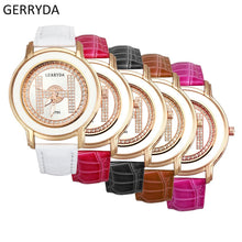 Brand Elegant Business Leather Band Analog H Shape Diamond Ladies dress quartz watch montre femme relogio feminino J4U66