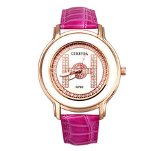 Brand Elegant Business Leather Band Analog H Shape Diamond Ladies dress quartz watch montre femme relogio feminino J4U66