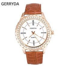 Brand Elegant Business Leather Band Analog Rhinestone Diamond Ladies dress quartz watch montre femme relogio feminino J4U66
