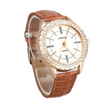 Brand Elegant Business Leather Band Analog Rhinestone Diamond Ladies dress quartz watch montre femme relogio feminino J4U66