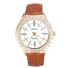 Brand Elegant Business Leather Band Analog Rhinestone Diamond Ladies dress quartz watch montre femme relogio feminino J4U66