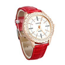 Brand Elegant Business Leather Band Analog Rhinestone Diamond Ladies dress quartz watch montre femme relogio feminino J4U66