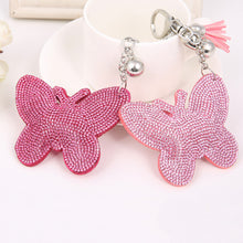 Gift For Lady 2 Colors s Lovely Women Butterfly Keychain Cover Rhinestone Inlaid PU Leather Key Rings J4U66