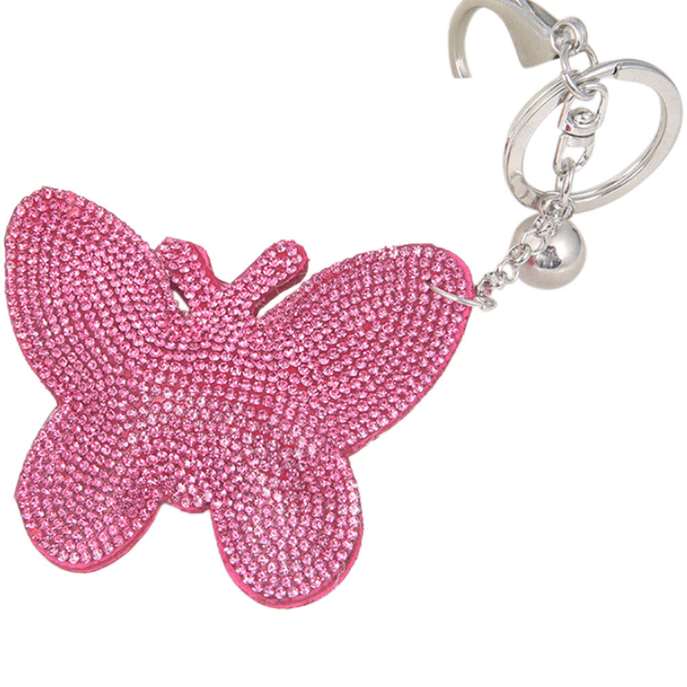 Gift For Lady 2 Colors s Lovely Women Butterfly Keychain Cover Rhinestone Inlaid PU Leather Key Rings J4U66