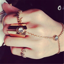 Gift For Women Girl Jewelry S Cool Chain Link Midi Finger Ring Gold Crystal Women Knuckle Ring J4U66