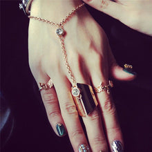 Gift For Women Girl Jewelry S Cool Chain Link Midi Finger Ring Gold Crystal Women Knuckle Ring J4U66
