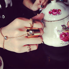 Gift For Women Girl Jewelry S Cool Chain Link Midi Finger Ring Gold Crystal Women Knuckle Ring J4U66