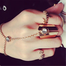 Gift For Women Girl Jewelry S Cool Chain Link Midi Finger Ring Gold Crystal Women Knuckle Ring J4U66