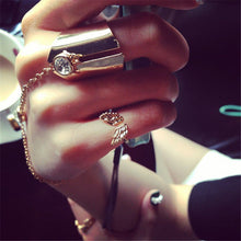 Gift For Women Girl Jewelry S Cool Chain Link Midi Finger Ring Gold Crystal Women Knuckle Ring J4U66