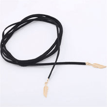 Gifts For Lady Elegant Women Long Black Velvet Rope Gold Leaf Pendant Choker Collar Necklace J4U66