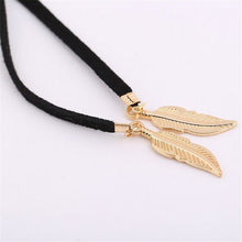 Gifts For Lady Elegant Women Long Black Velvet Rope Gold Leaf Pendant Choker Collar Necklace J4U66