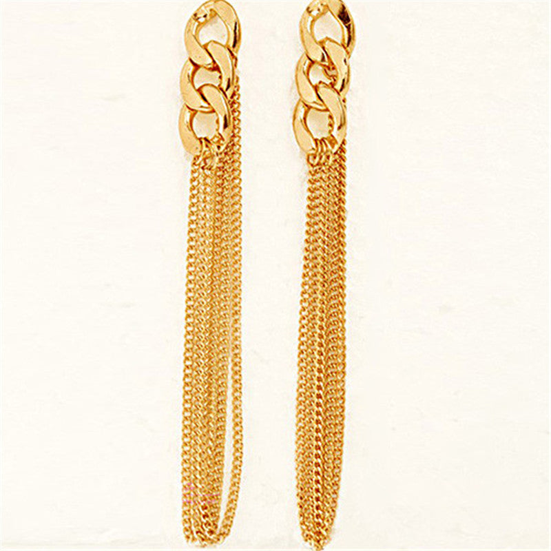 Gifts For Women Retro Women Long Chain Earrings Fancy Dress Golden Tassel Chain Earrings J4U66