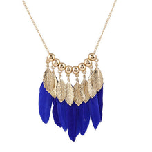 Gifts Women Big Leaves And Blue Feather Shape Necklaces s Pendants Elegant Women Choker Necklace J4U66