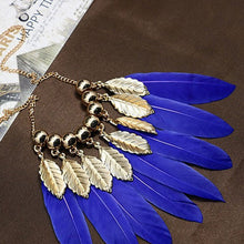 Gifts Women Big Leaves And Blue Feather Shape Necklaces s Pendants Elegant Women Choker Necklace J4U66