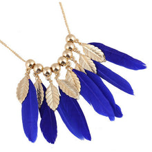 Gifts Women Big Leaves And Blue Feather Shape Necklaces s Pendants Elegant Women Choker Necklace J4U66