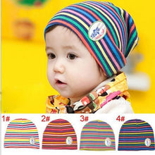 Girl Boy Baby Colorful Striped Skull Hats Kids 1M-3Y Warm Cotton Beanies Cap Hat J4U66