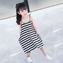 Girls Dress Sleeveless Striped Strapy Loose Family Fitted Clothes Roupas Infantis Menina Vestidos PY2 J4U66