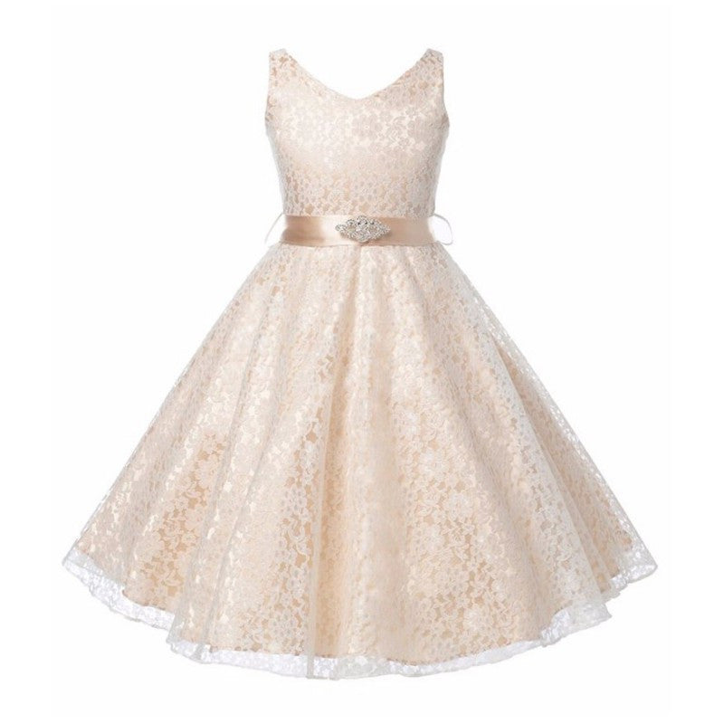 Girls Party Dress Kids Elegant Ceremonies Wedding Birthday Dresses Lace Prom Gowns PY2 J4U66