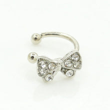 Girls Rhinestone Chic Bow Ear Bone Clip Beauty Earring Jewelry S Lady Silver Plated Shiny Crystal Bowknot Stud Earrings J4U66