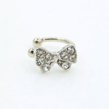 Girls Rhinestone Chic Bow Ear Bone Clip Beauty Earring Jewelry S Lady Silver Plated Shiny Crystal Bowknot Stud Earrings J4U66