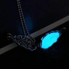 Glow In The Dark Locket Silver Hollow Glowing Stone Pendant Luminous Statement Chocker Pendants Necklace For Women J4U66
