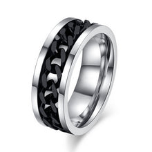 Gold Black Silver Stainless Titanium Steel Wedding Bands Polish Geometric Steel Jewelry Men Spinner Rotatable Chain Ring J4U66