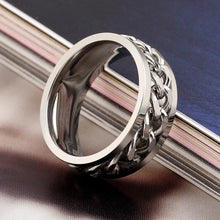 Gold Black Silver Stainless Titanium Steel Wedding Bands Polish Geometric Steel Jewelry Men Spinner Rotatable Chain Ring J4U66