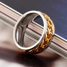 Gold Black Silver Stainless Titanium Steel Wedding Bands Polish Geometric Steel Jewelry Men Spinner Rotatable Chain Ring J4U66