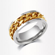 Gold Black Silver Stainless Titanium Steel Wedding Bands Polish Geometric Steel Jewelry Men Spinner Rotatable Chain Ring J4U66