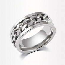 Gold Black Silver Stainless Titanium Steel Wedding Bands Polish Geometric Steel Jewelry Men Spinner Rotatable Chain Ring J4U66