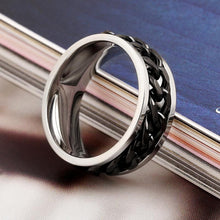 Gold Black Silver Stainless Titanium Steel Wedding Bands Polish Geometric Steel Jewelry Men Spinner Rotatable Chain Ring J4U66